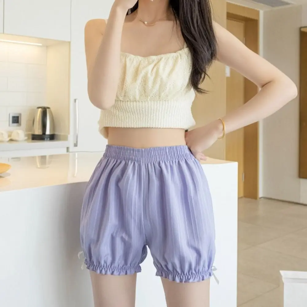 

Summer Women Lolita Shorts Plus Size High Waist Elastic Underskirt Pumpkin Shorts Solid Color Loose Lantern Pants