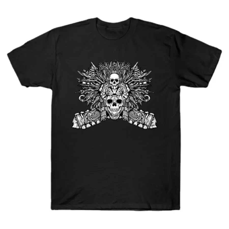 

creative design Aztec Jaguar Skull Mask T-Shirt. Summer Cotton Short Sleeve O-Neck Mens T Shirt New S-3XL
