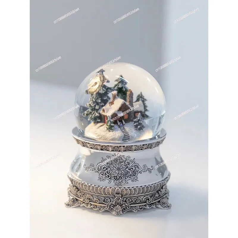 Snow Crystal Ball Music Box  Rotating Snowflake Snow House Music Box Birthday Gift Christmas Girl