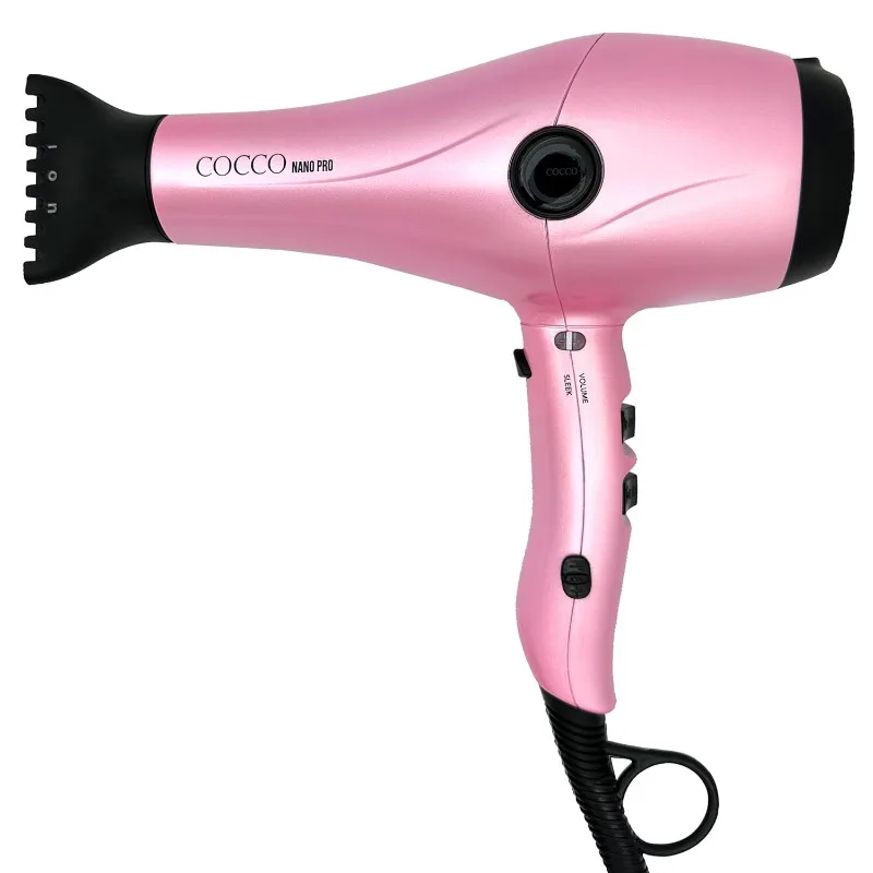 Cocco Nano Pro Hair Dryer, Ultra Lightweight, Ionic Intel System, Ceramic Spheres Technology, Professional Performance, Pink