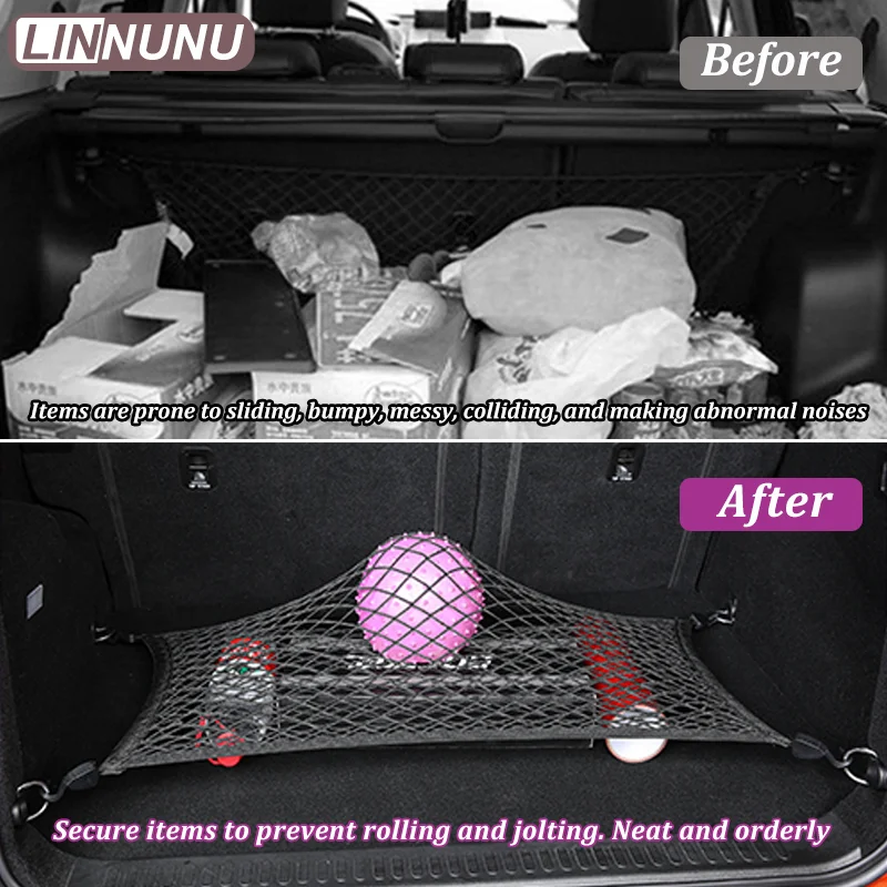 LINNUNU For Great Wall GWM WEY Tank 300 330 Car Styling Trunk Storage Net Pocket Luggage Anti Slip Fixing Trunk Net Accessories