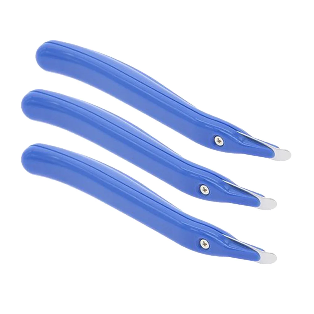 3 قطع من مزيل التيلة المحمول مادة بلاستيكية حديدية خفيفة الوزن وآمنة ومريحة ومزيل التيلة الزرقاء