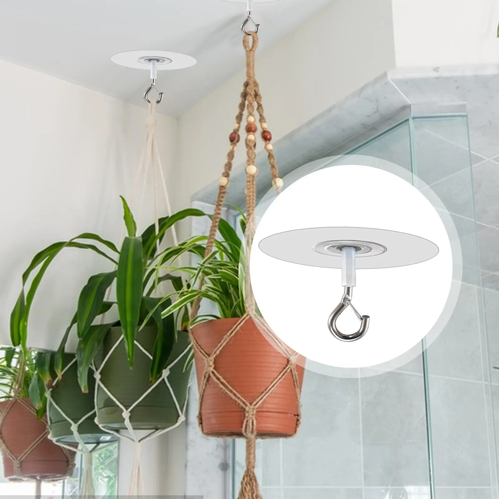 Ceiling Self Stick Hooks Home Storage Plant Suspending Hardware Convenient Utility Gadgets Household Organizers For Plants Wind