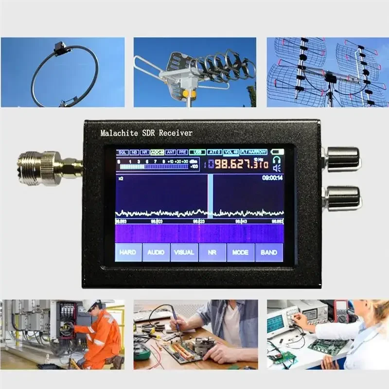 V1.10C 50Khz-2GHz Malachite SDR Software de actualización de Radio Malahit DSP receptor/3,5 "LCD/batería/altavoz/caja de Metal con todos los modos