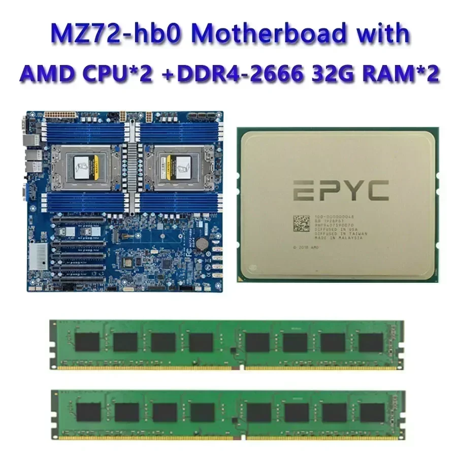 MZ72-HB0 REV3.0 Motherboard /  64GB DDR4-3200 RAM  EPYC 7663 7763 7713 7643 75F3 7543 7453 7443 73F3 7413 7513 7343 7313  72F3 C