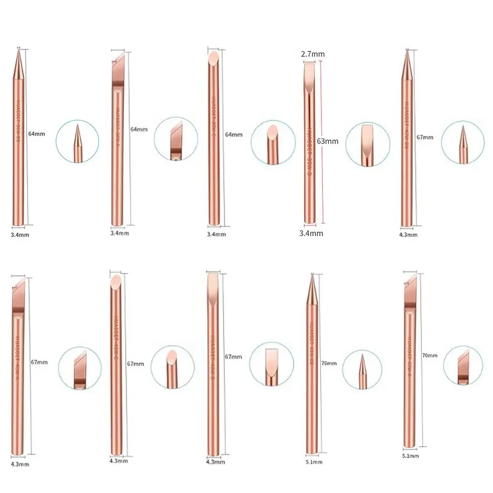 Electricity Welding Tool 30/40/60W Solder Iron Head Soldering Iron Tip Replacement External Heat