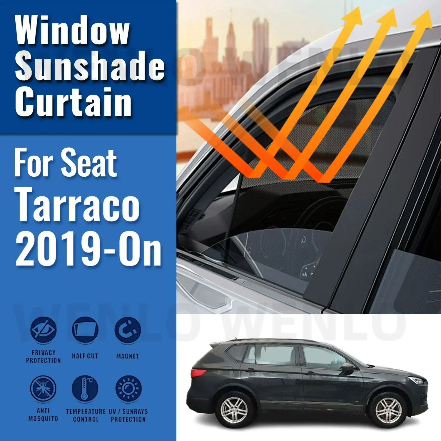 

For Seat Tarraco KN2 2019-2024 Magnetic Car Sunshades Front Rear Windshield Blind Curtain Baby Side Window Sun Shade Visor