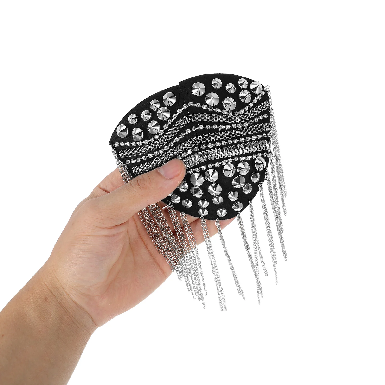 1 Para Retro Ozdób na Ramiona w Stylu Księcia z Frędzlami i Nitami, Męskie Ozdoby na Ramiona, Modne Srebrne Elementy do Noszenia, Rękodzieło do Szycia