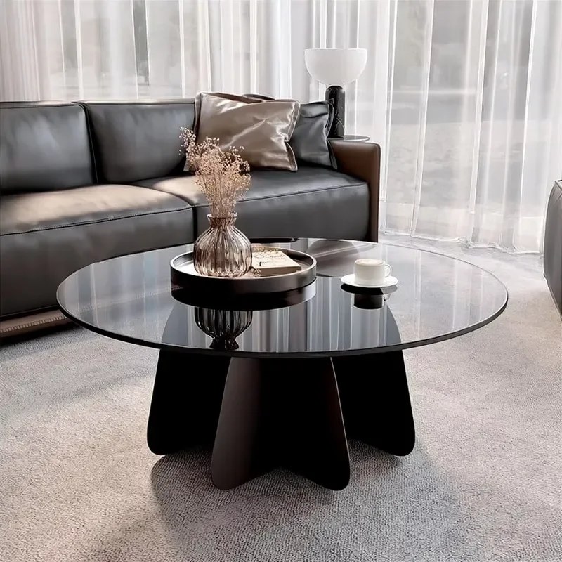 Modern Round Glass Coffee Table with Mirror Top Elegant Center Table for Living Room Custom Home Decoration Furniture Accent
