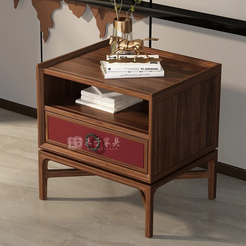 

Black walnut manufacturer new Chinese bedside table solid wood simple bedroom drawer household bedside cabinet Song Mei furnitur