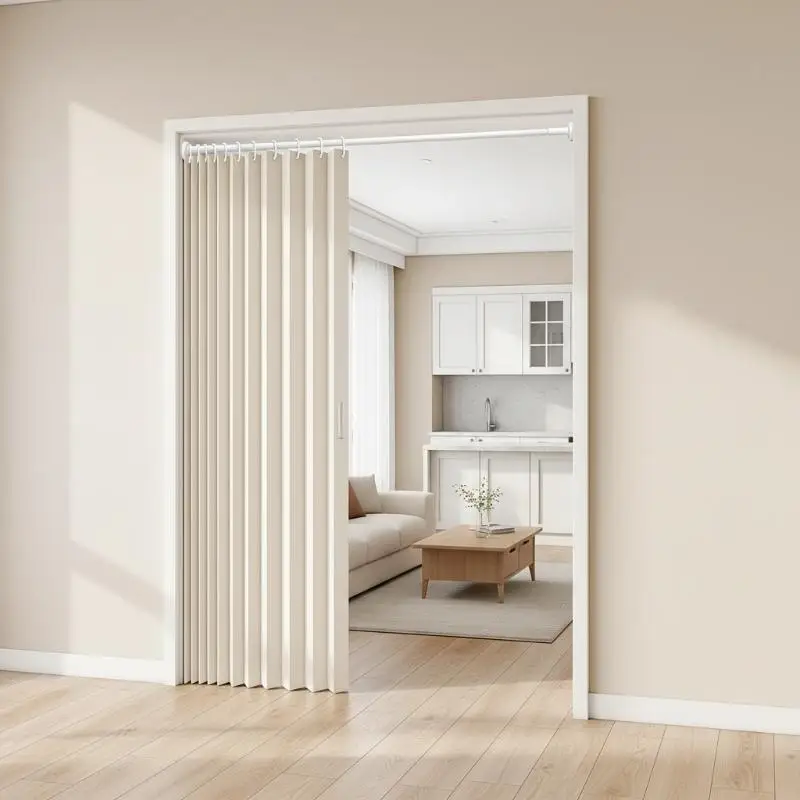 Stylish Elegant Folding Door Curtain No Punching Design Home Decor Privacy Better Space Partitioning