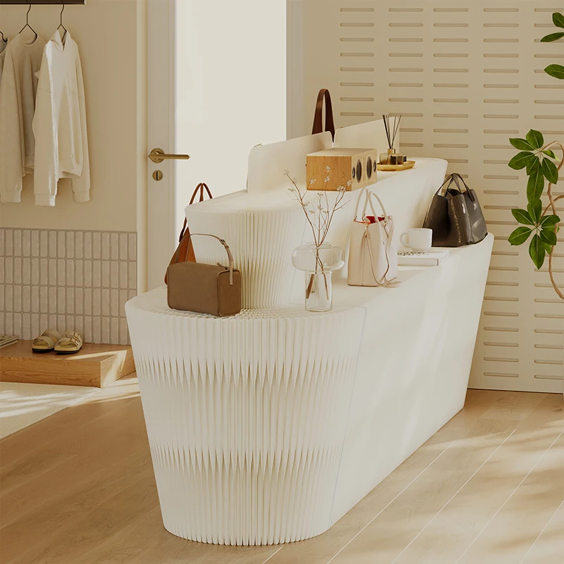 

Folding Long Shelf Easy Move Kraft Paper Shelves Foldable Display Stands Flexible Display Rack For Boutique Event
