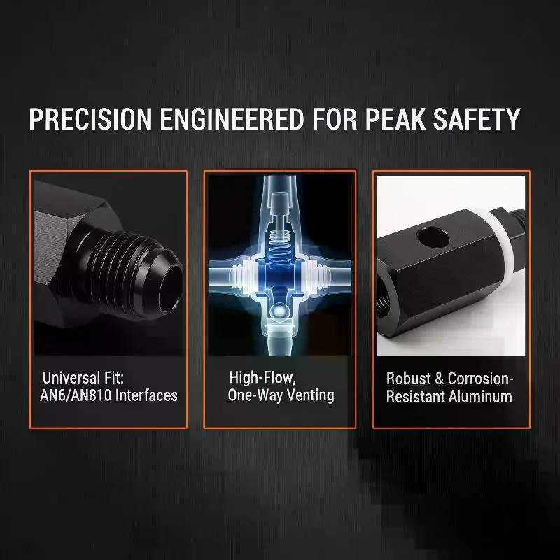 6AN 8AN 10AN Male Fuel Cell Tank Rollover Vent Valve Aluminum Anodized Fuel Cell Vent Roll Over Valve Mounted Fitting Adapter