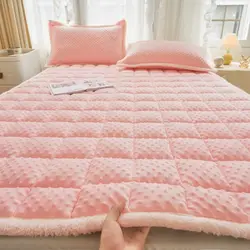 1pc Winter Soft Comfortable Foldable Thin Mattress Toppers Velvet Single Double Queen Home Quilted Bed Sheet Tatami Floor Mat