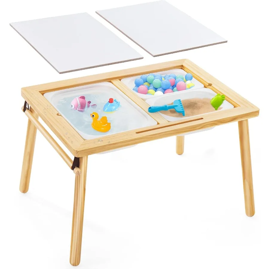Surface de vernis de Table sensorielle avec 7 jouets de sable, activité pour tout-petits, bacs de rangement de Table de sable, cadeaux pour garçons et filles