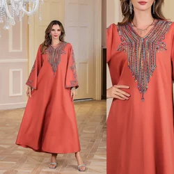 Muslim Long Dresses for Women Embroidery Abaya Jalabiya Ramadan Eid Morocco Dubai Saudi Arab Robe Abayas Kaftan Islam Vestidos