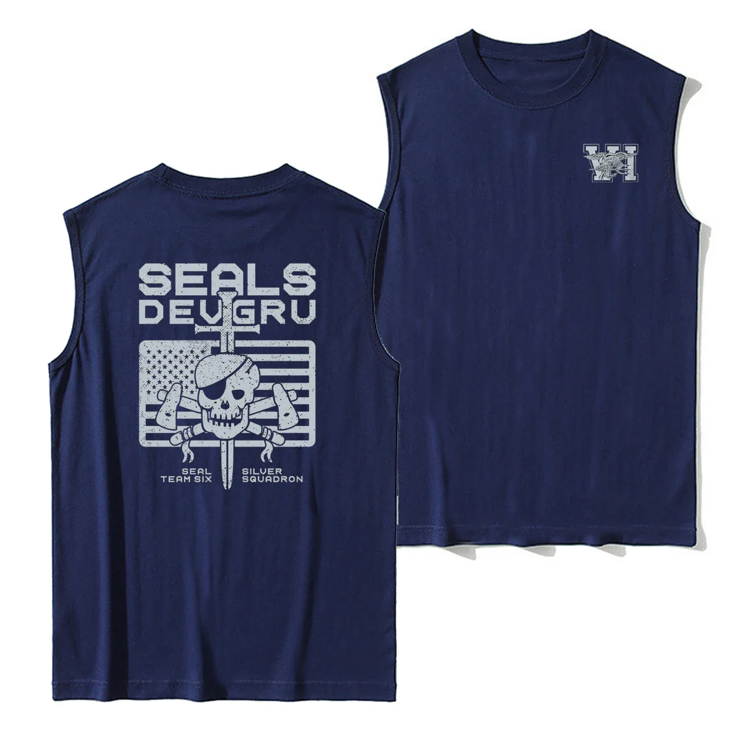 Naval Seals DEVGRU Seal Team 6 Six Silver Team Tank Top 100% Cotton O-Neck Summer Casual Mens Vests Sleeveless Tee Shirt