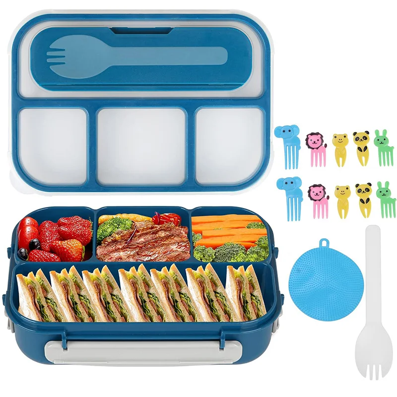 Bento Lunch Box Set 1300ML 4 Compartment Lunch Box Container For Adults Kids Toddler Includes Spoon Reusable Baking Dishwasher