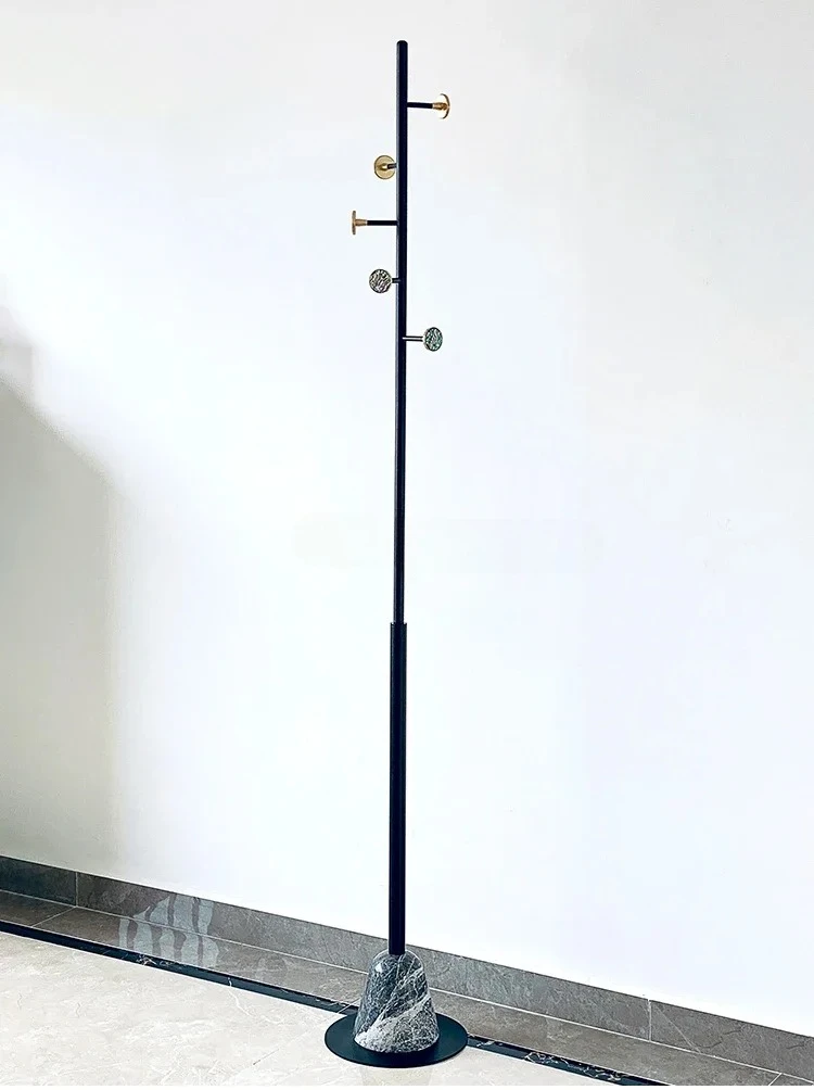 Household bedroom bedside vertical marble coat rack pure copper shell bag holder