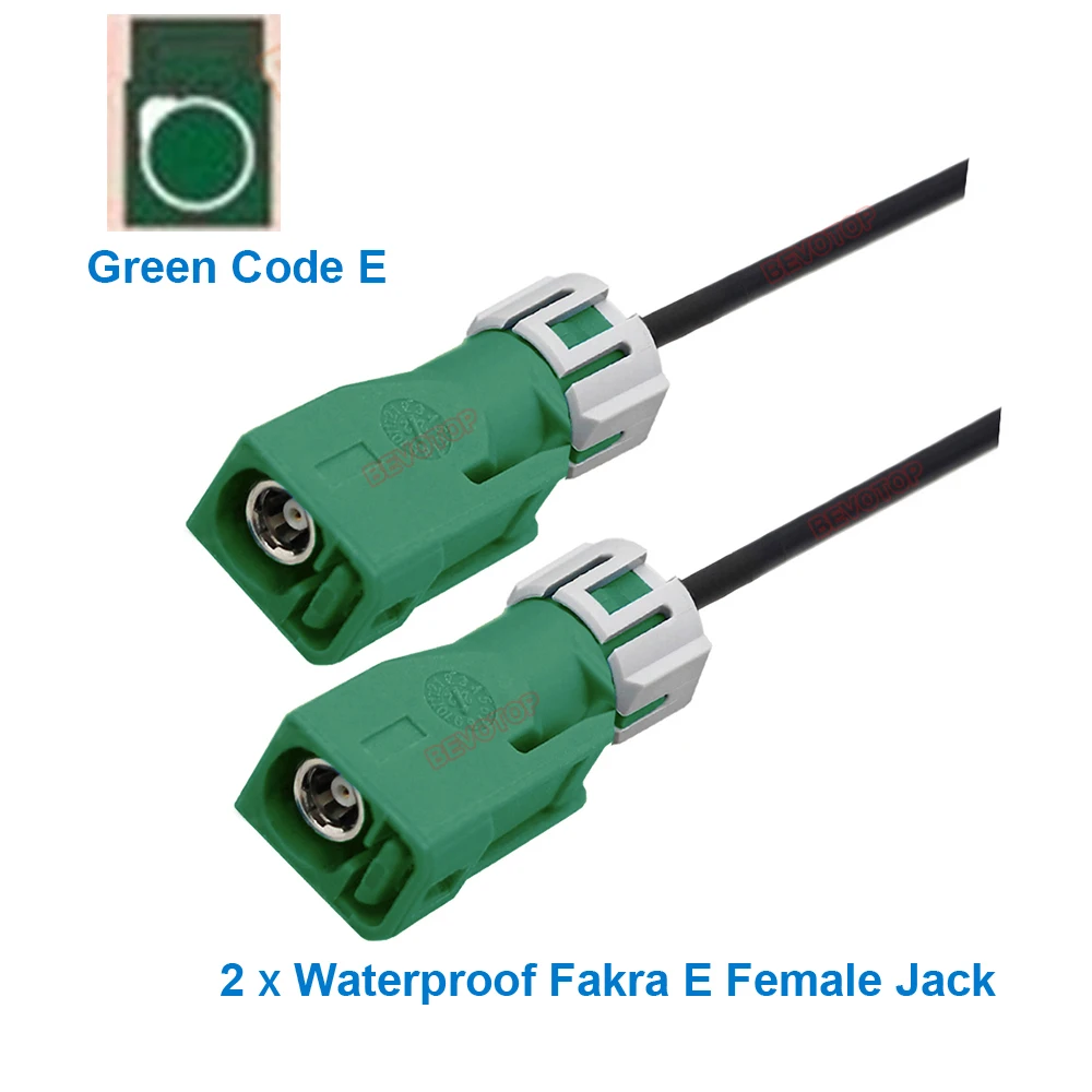 1PCS Waterproof Fakra Jumper Green Fakra Code E Female to Female Jack WP Fakra Cable Car Camera Wire Harness BEVOTOP Auto Cable