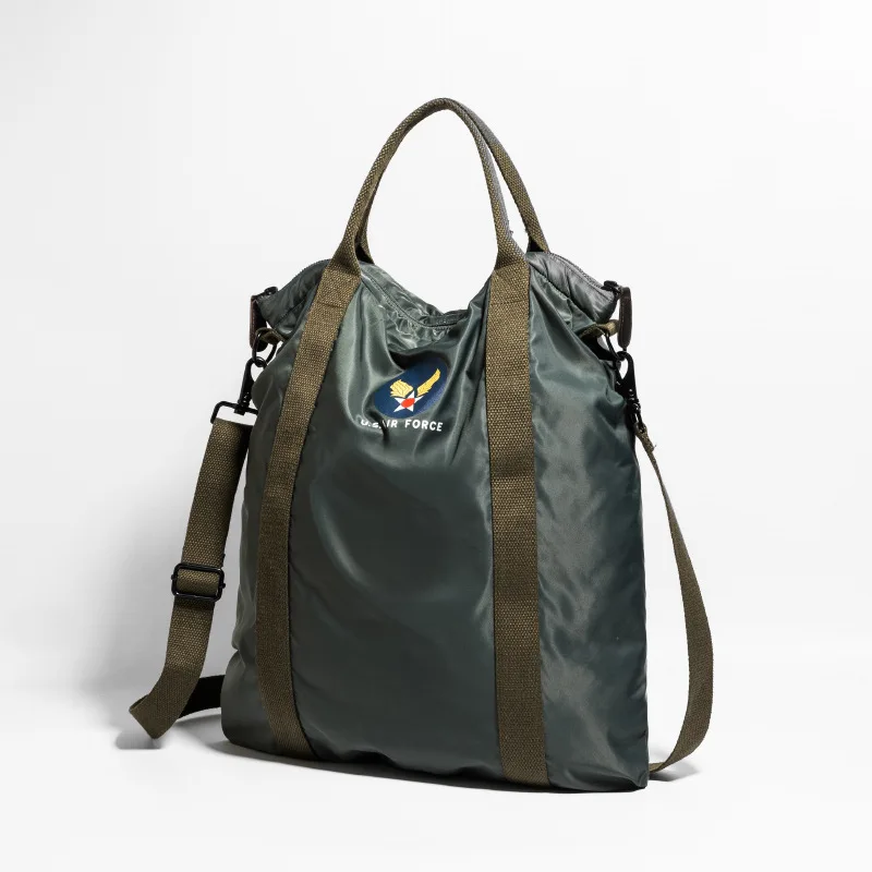 Vintage American Pilot Handbag Men's Universal Motorcycle Helmet Crossbody Bag Durable Nylon Material Fashionable Men's Bag