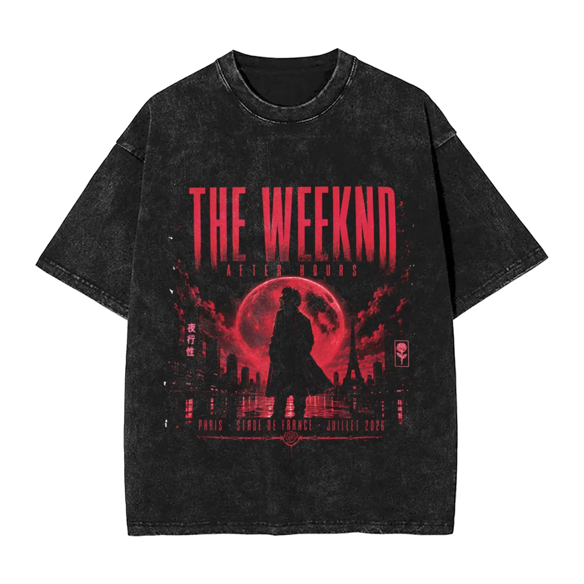 Harajuku Washed Shirts The Weeknds After Hours til Dawn Stadium Tour 2026  Merch Vintage T-Shirt Streetwear Cotton