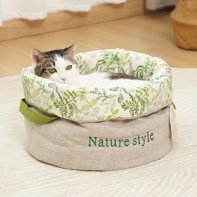 

Manufacturer wholesale nature stye barrel shape portable dog cat carrier bed