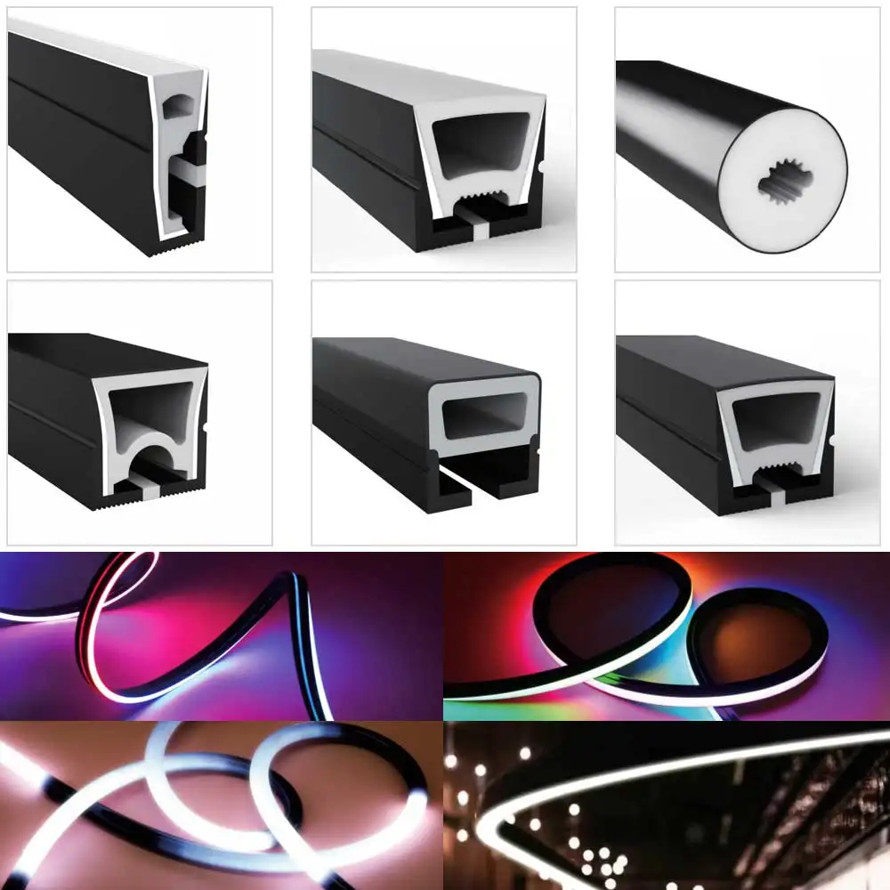 Led Neon Tube Waterproof Silica Gel Soft Lamp For Individually Addressable Strip Light Black IP67 Flexible Outdoor Decoration