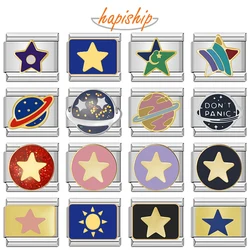 Hapiship 2024 Women's Star Planetary Universe Italian Charms Links Beads Fit 9mm Stainless Steel Bracelet DIYJewelry Gift ZH028
