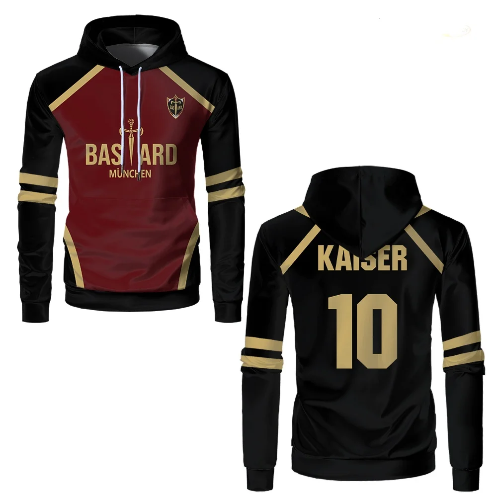 

3D Print Anime Blue Lock KAISER NO.10 Hoodie Fashion Cool Bastard München Team Uniform Autumn Winter Outdoor Sport Hooded Clothe