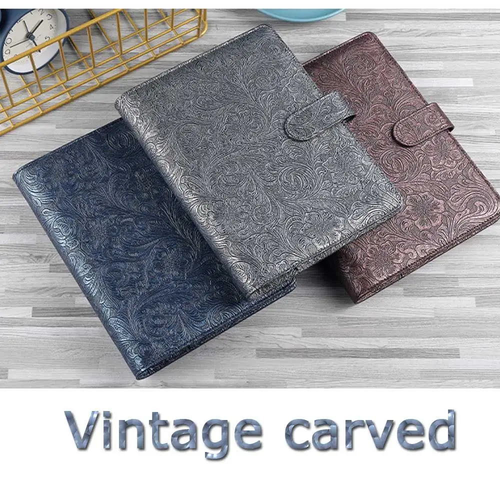 Agenda Diary Page Rings Office Supplies Magnetic Buckle Loose leaf Paper Holder Leather Binder Binder Pockets Notebook Cover