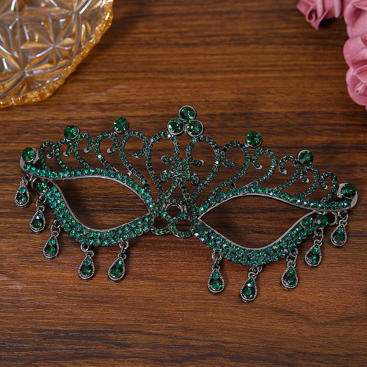 Fashion Crystal Rhinestone Bridal Mask Wedding Accessories For Women Bride Dancing Party Tassel Masks Banquet Accessories image 6