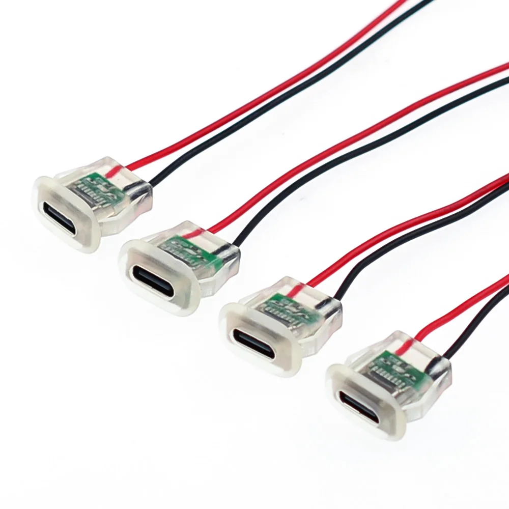 Prise de Charge USB Type C 5A، 2 Broches، avec plaque lumineuse LED، Port d'alimentation USB-C étanche، موصل أنثى TYPE- #3