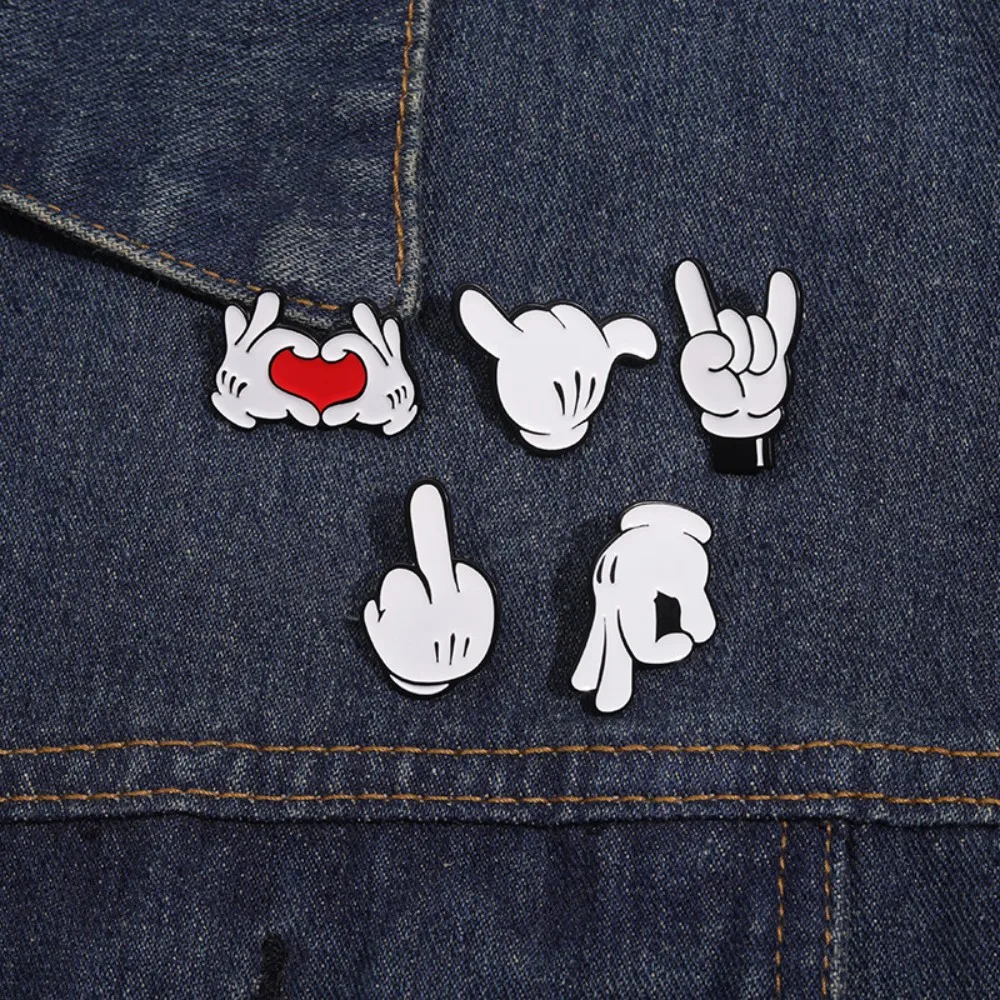 Alfileres esmaltados con gesto de dedo de dibujos animados, broche decorativo de Metal creativo, insignia de solapa, ropa, mochila, accesorio para amigos