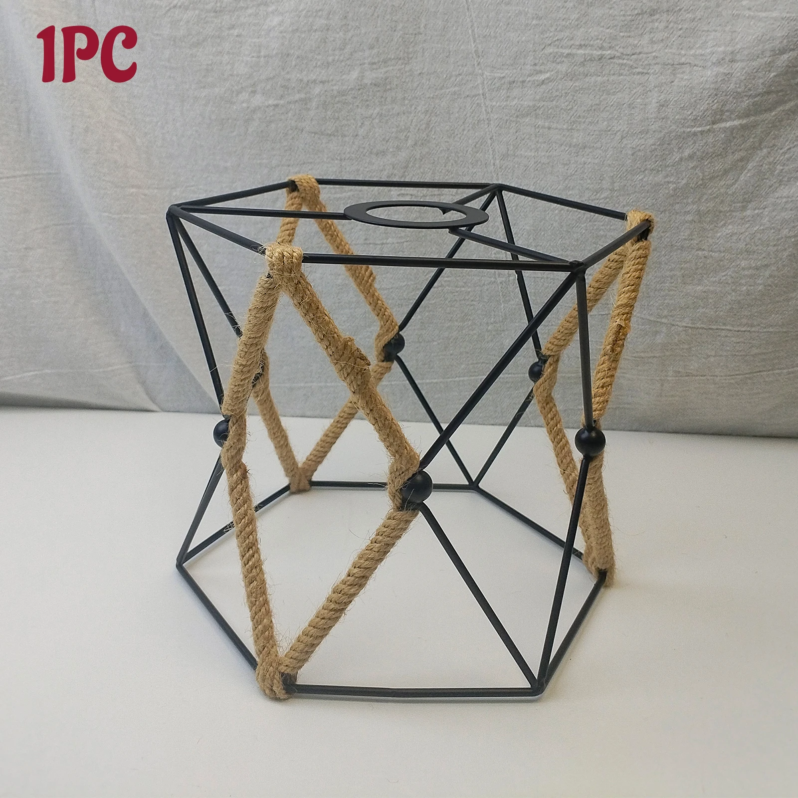 Geometric Lamp Shade - Rustik Dokuma Halatlı Abajur, Geometrik Yıldız