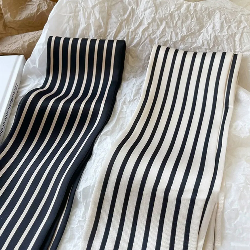 

Retro Ribbon Headband Tie Wraps Stripe Neckerchief Printing Printed Scarf Small Long Scarf Silk Scarf Korean Style Scarves