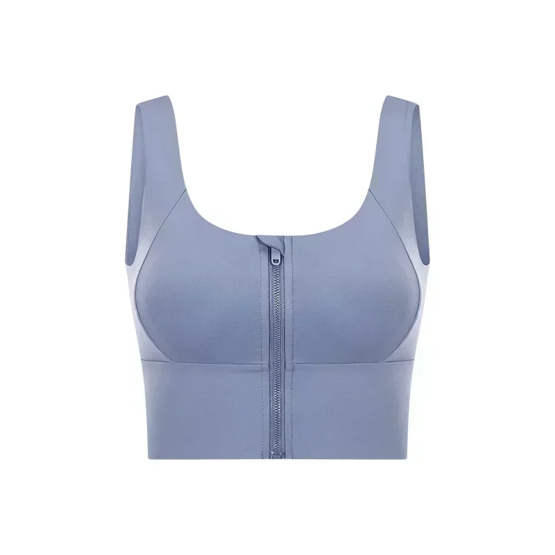 Lemon Front Zipper Full Coverage Running Workout Gym Bras Women Shockproof Naked Feel Fitness Training Sports Bra Crop Tops Vest