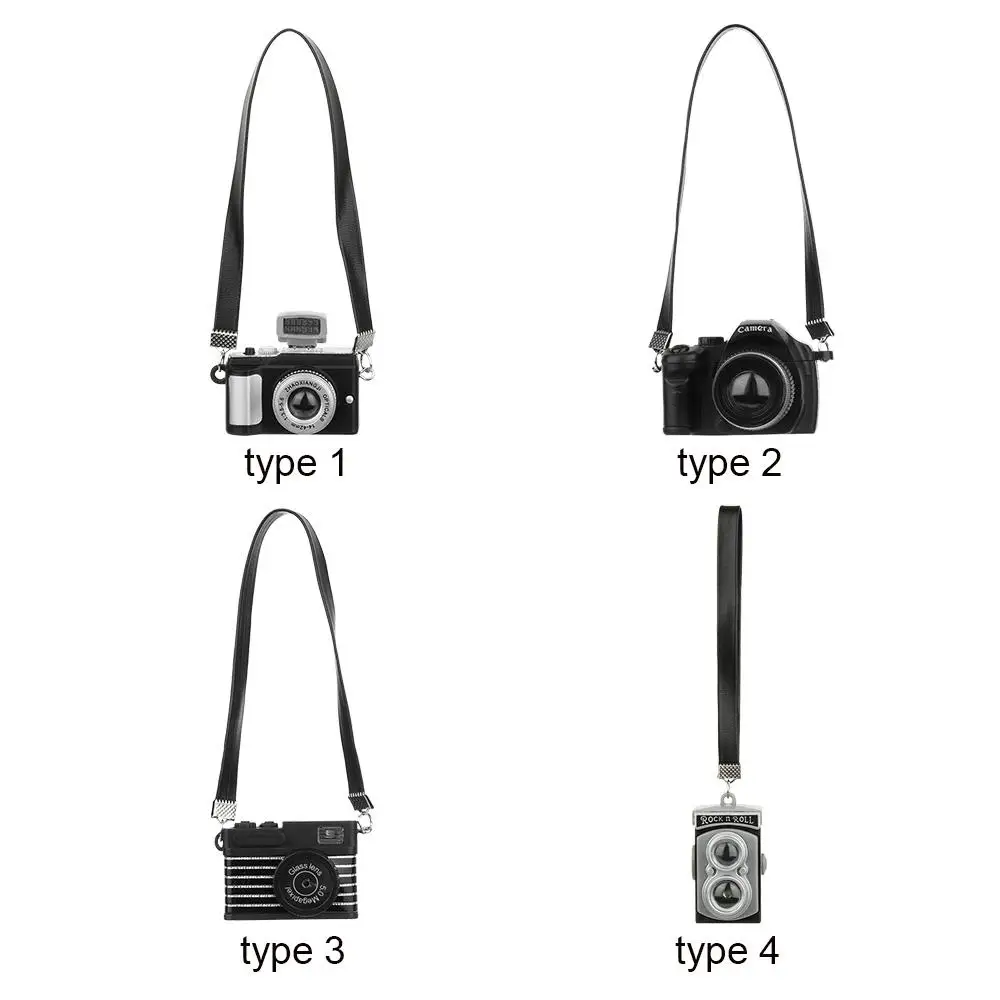 Fashion   Dollhouse Accessories Digital Camera Model Miniature Dolls Camera Shutter And Flash With Black Belt