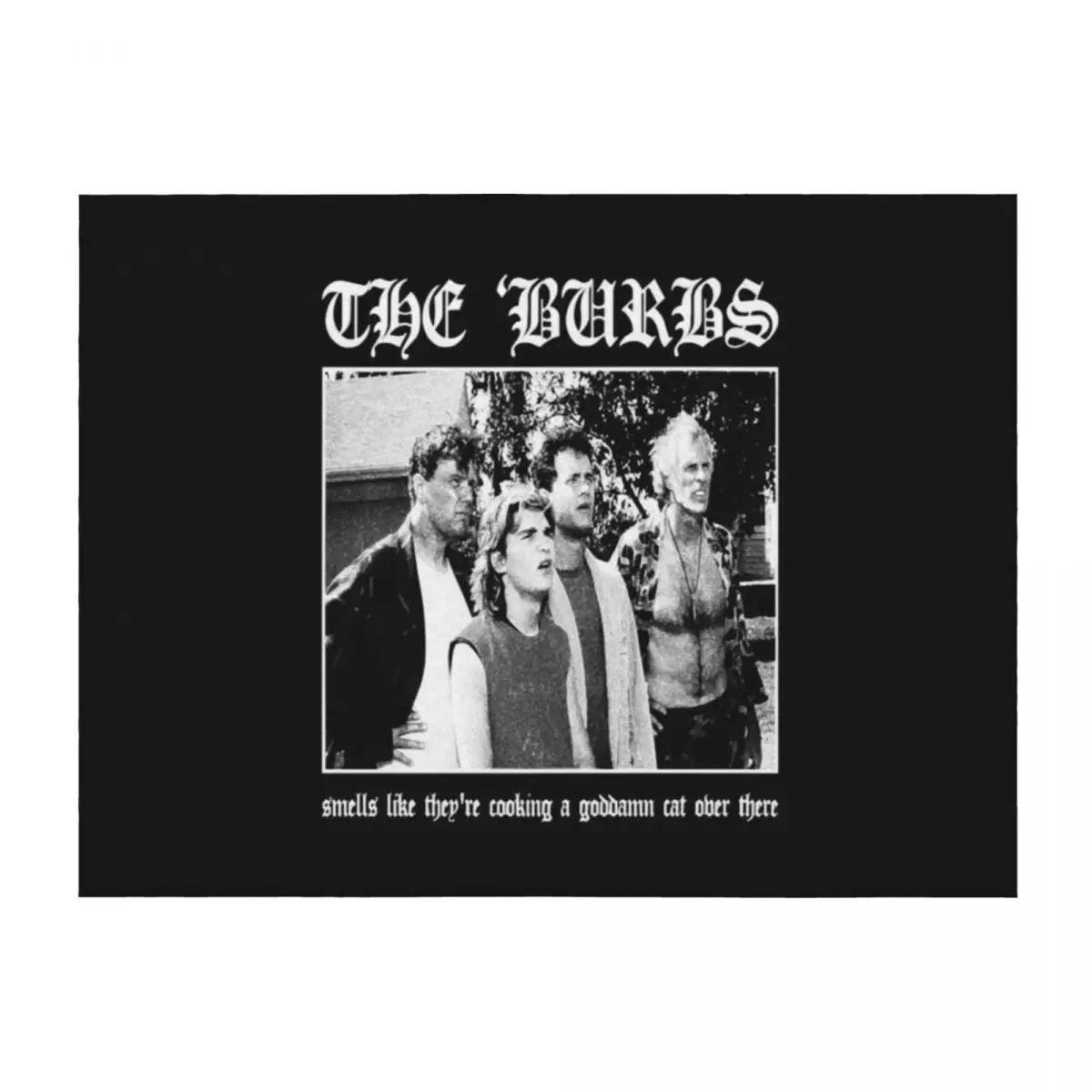 

The Burbs - Smells Like They're Cooking A Goddamn Cat Over There Throw Blanket Quilt Stuffeds Plaid on the sofa Blankets