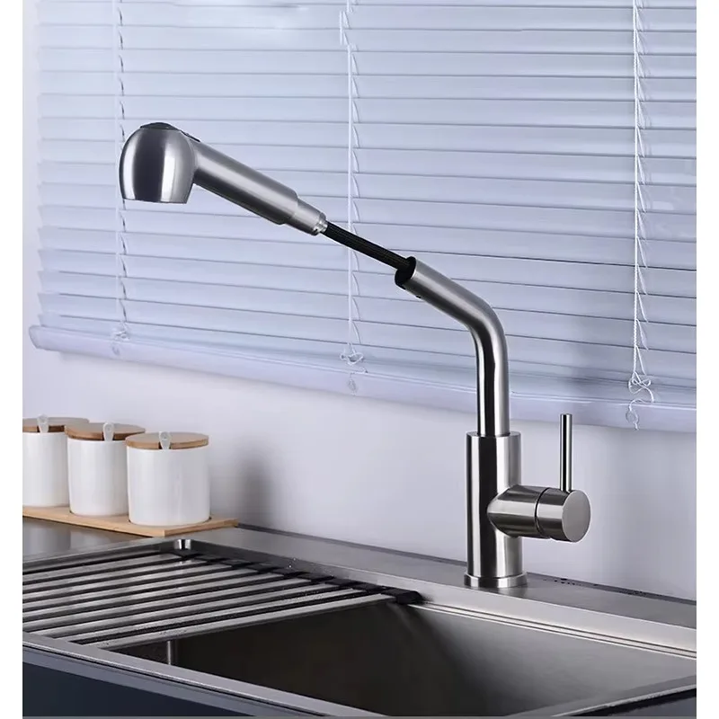 الحديثة الفاخرة مقبض واحد سطح الخيالة صنبور المطبخ الفولاذ المقاوم للصدأ ثقب واحد الصنابير السيراميك الفاخرة بالوعة المطبخ صنبور #3