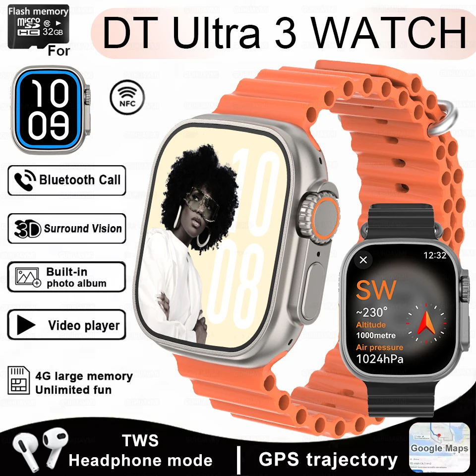 

Новинка 2023 года для iOS, 32 ГБ памяти, умные часы для мужчин, GPS, NFC, Bluetooth, воспроизведение музыки, беспроводная зарядка, спортивные умные часы для фитнеса