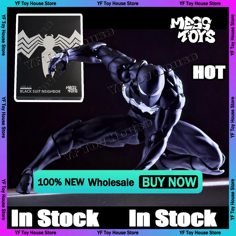 

In Stock Mess Toys Spider Figure Black Suit Neighbor Symbiote Scarlet Spider Kaine Parker Black Red Spider Action Figure Toys