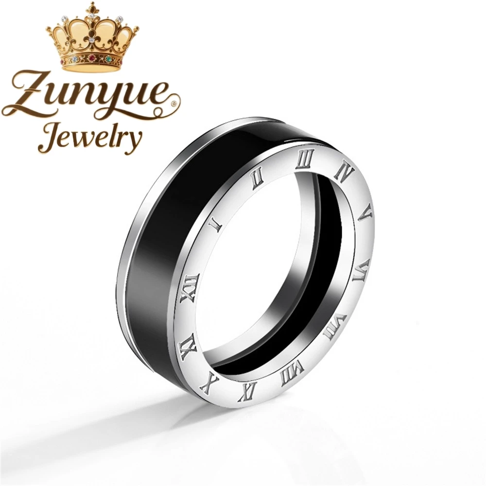 

S925 Silver-Inlaid Natural A-Grade Jade Black Jade Ring Square Ring Jade Fashion Simple Ring Adjustable Rings Couple Ring