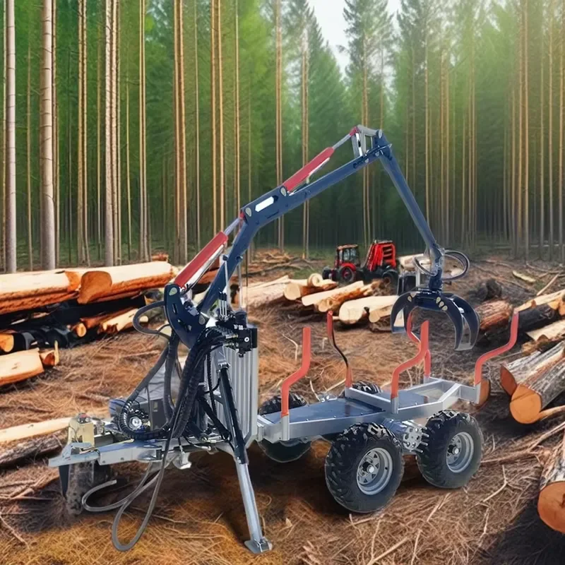 Crusher Rima 4WD Forestry Machine ATV Timber Trailer with 1.5 Ton Crane and Power Unit for Retail Industries