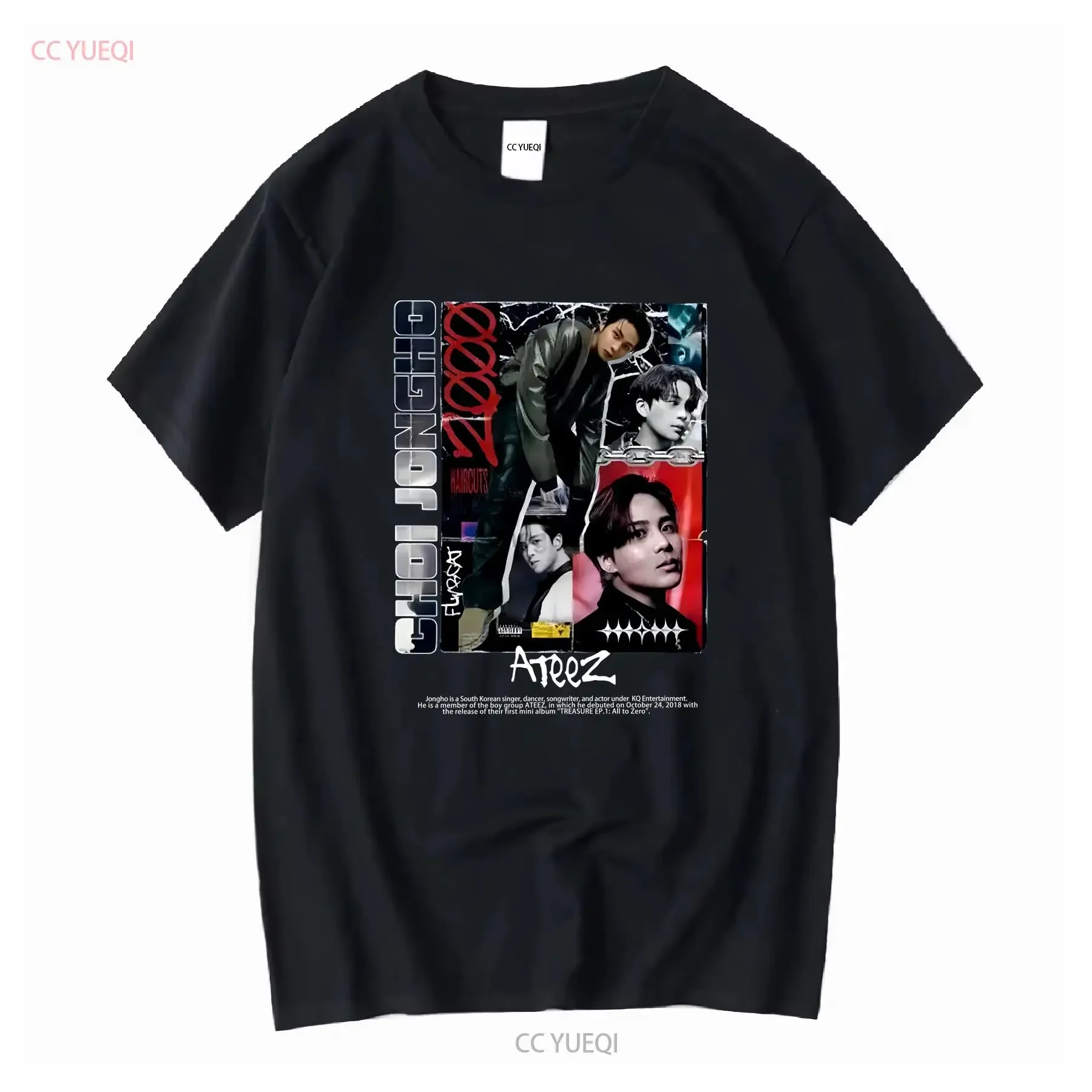 Choi Jongho T Shirt Ateez Kpop Group Merch Classic long or short sleeves vintage Washed Stylish Slightly Top For Everyday Wear