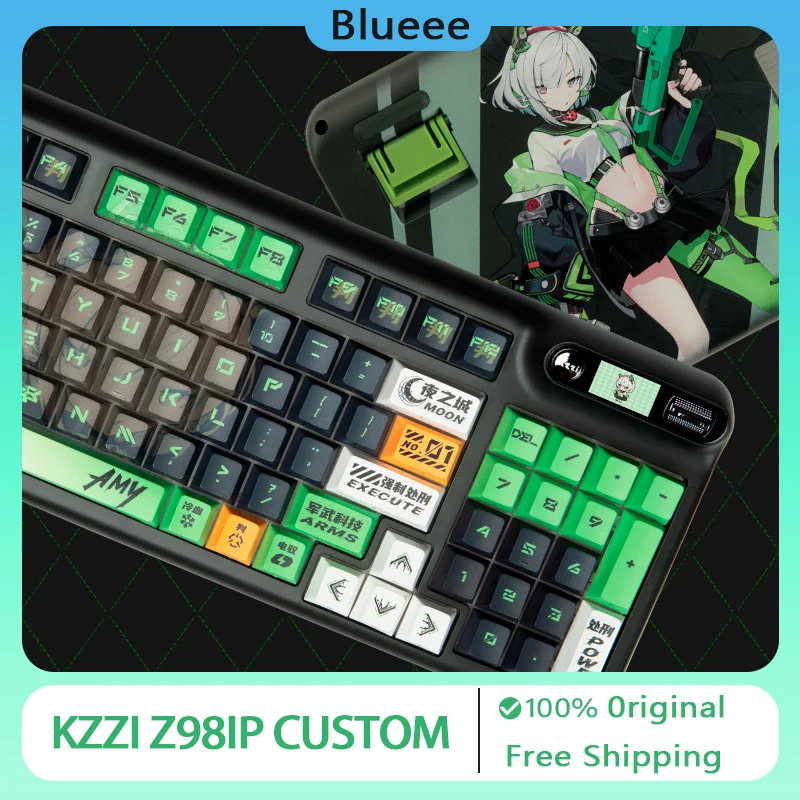 KZZI Z98IP Custom Mechanical Keyboard ACGN Style Wireless 3-Mode Custom RGB Hot Swap Gasket Built-in Screen PBT Gaming Office