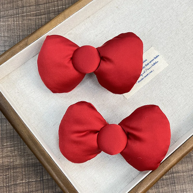 New Cute Red Bow Hair Clip with Sweet Girl Heart Bangs Broken Hair Side Clips Versatile Hair Accessories Kawaii Children Gift