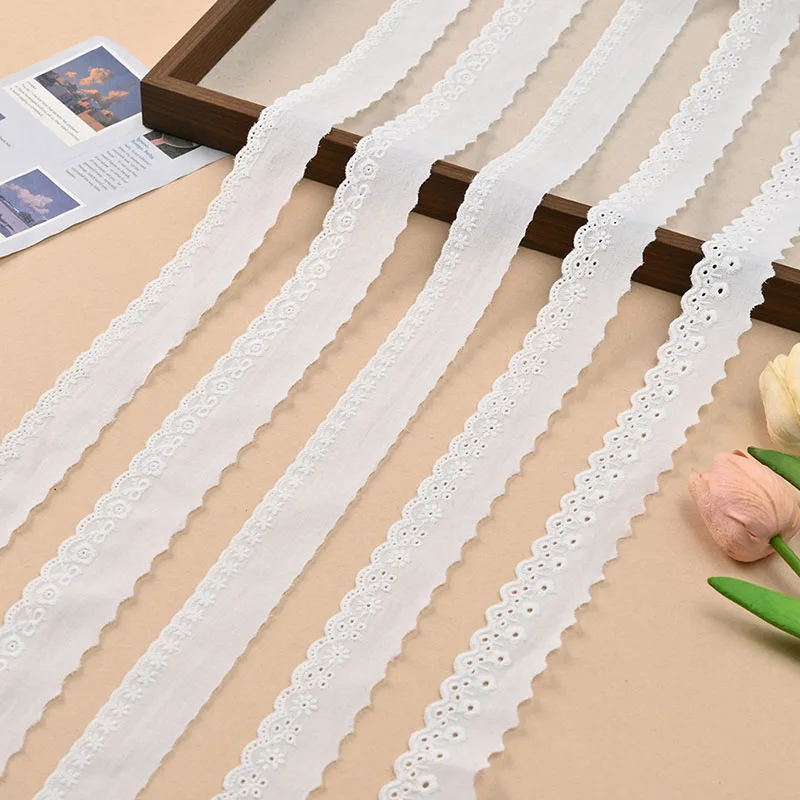 2/5/10 Meter weißes Baumwoll-Spitzenband, 5 Stile, handgefertigte Stoffe, hohle, floral bestickte Spitze, Heimtextilien-Dekoration