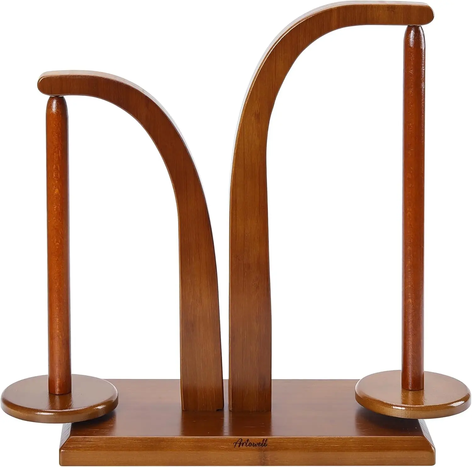 

Wooden Yarn Holder for Knitting and Crocheting with 2 Spindles, Smooth Rotation and Upgraded Size for Bigger Yarns, Walnut Color