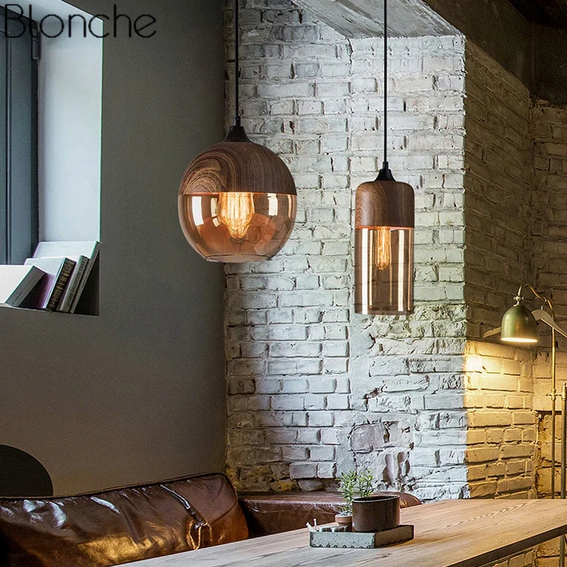 Modern Loft Retro Glass Pendant Lights Dining Room Kitchen Vintage Iron Hanging Light Fixtures Industrial Lamp Home Decor E27